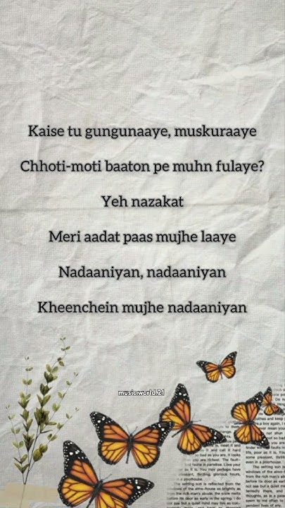 Nadaaniyaan🎶 #music #song #lyrics #nadaaniyan #akshath - YouTube