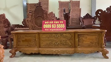 Kệ Tivi Đẹp Gỗ Gõ Đỏ cho Phòng Khách Tân Cổ Điển tại Đồ Gỗ Thu Tú