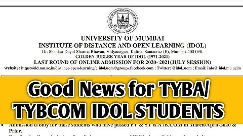 TYBA/TYBCOM Admission for July Session | Last Chance | Mumbai University IDOL | Ashish Sir