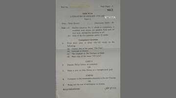 KU Distance MA English 1st yr question Paper june 2024 (paper 1 Literature in English 1550-1660)