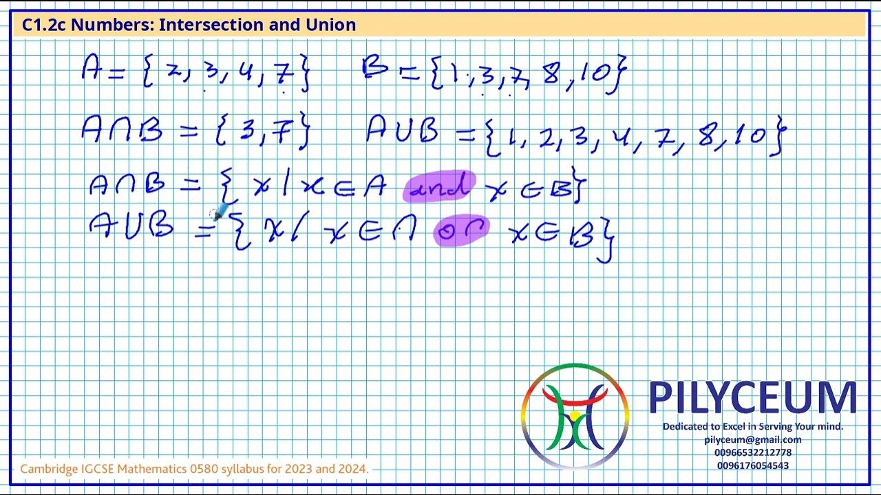 C1.2c Numbers Set Intersection and Union - YouTube