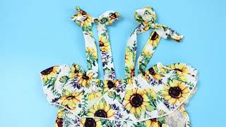 Off Shoulder Sunflower Baby Romper Onesie Wholesale