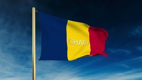 4K Chad flag slider style with title. Waving in the wind with cloud background animation Stock video