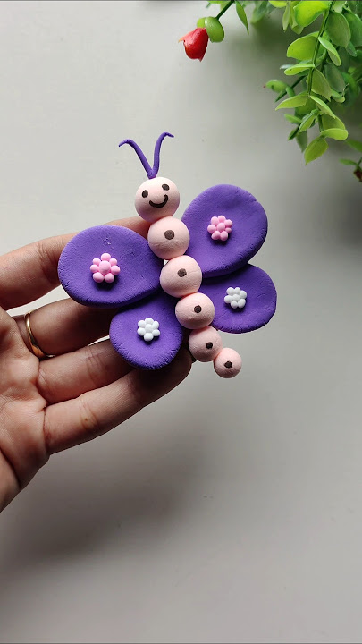 CUTE Butterfly 🦋 made with AIR DRY CLAY for KIDS! #diy #craft #clay