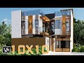 10x10  TWO STOREY MODERN HOUSE DESIGN WITH ROOFTOP 100SQM | 3 BEDROOMS | SWIMMING POOL