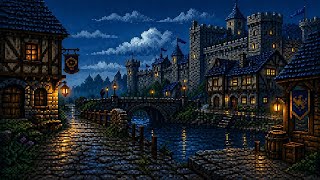 Rainy Night in a Medieval Pixel Village🏘️💤 | Relaxing Rain Ambience