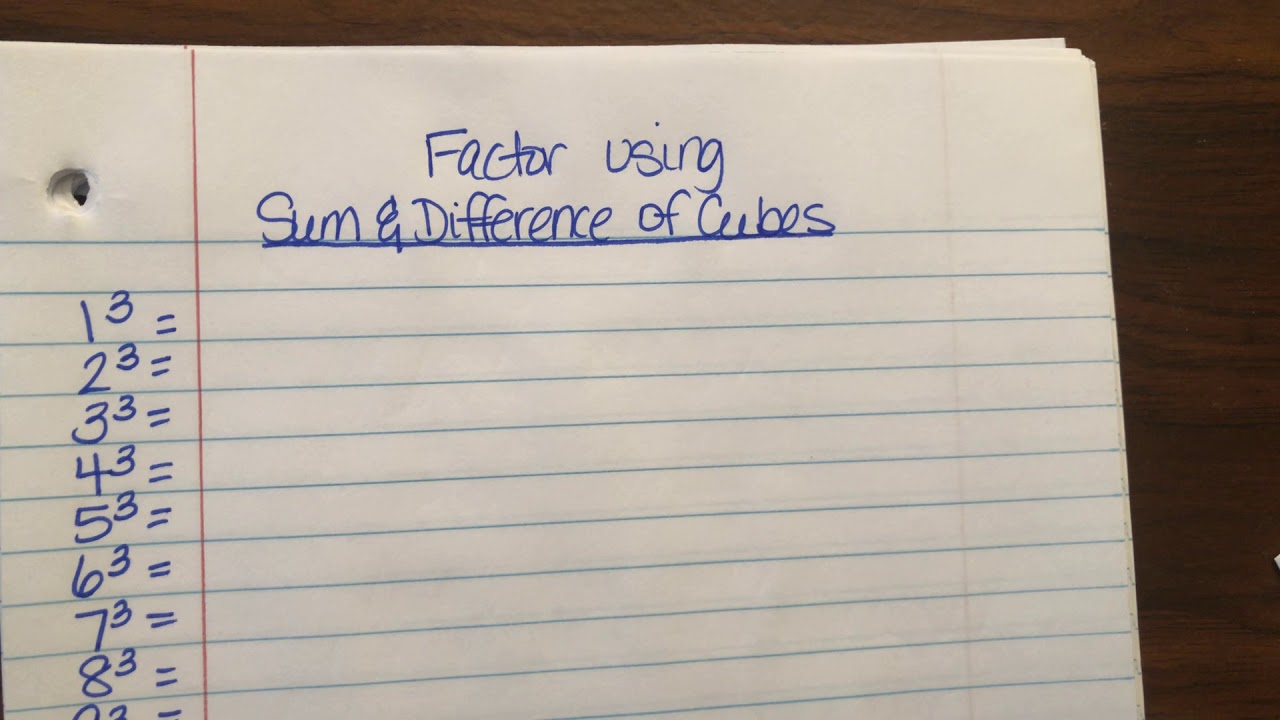 Factor using sum and difference of cubes - YouTube