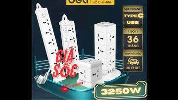 Ổ Cắm Điện 3250W Tích Hợp Cổng USB TypeC Đa Năng DELI, 2 6 Lỗ Cắm Đầu 3, Dây 2 5M Tiện Dụng, An Toàn