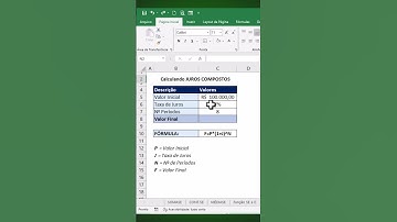 Como Calcular Juros Compostos no Excel #shorts