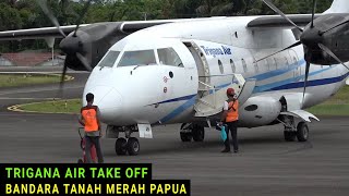 Pesawat Dornier 328-110 Trigana Air Take Off di Bandara Tanah Merah Boven Digoel