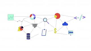 Analytics database management line 2D object animation