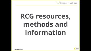 RCG resources, methods and information