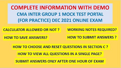 COMPLETE INFORMATION WITH DEMO  CMA INTER GROUP 1 MOCK TEST PORTAL (FOR PRACTICE) DEC 2021 EXAM