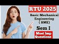 BTECH Ist SEMESTER | Basic Mechanical Engineering [BME] | Most Imp Questions | RTU 2025 EXAM