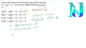 If one root of the equation x^(2)+px +q=0 is square or the other then
