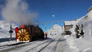 Rhb Historic, Dampfschneeschleuder 9213 Am Berninap, Ext Mit Ge 44 I 605 Tw 46, 22.23.11.2025