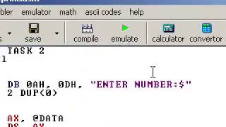 Table printing using assembly language of 8086