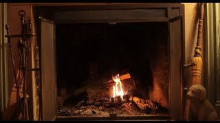 Beautiful Wood Burning Rustic Fireplace - Yule Log video