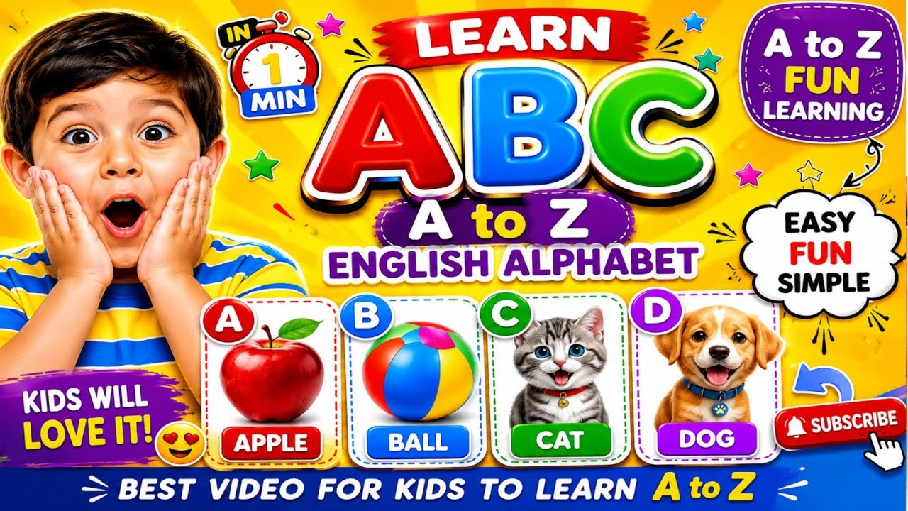 🏆 बच्चों को ABCD सिखाएं 🔤🌈 | A to Z Alphabet for