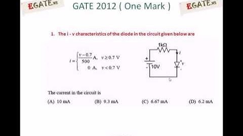Video Solution GATE 2012 ECE (One mark)   Diode Models