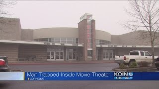 Man wakes up, finds himself trapped in movie theater