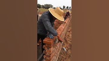the process of installing red bricks  #shorts