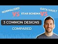 Comparing 3 types of data modeling normalized vs star schema vs data vault