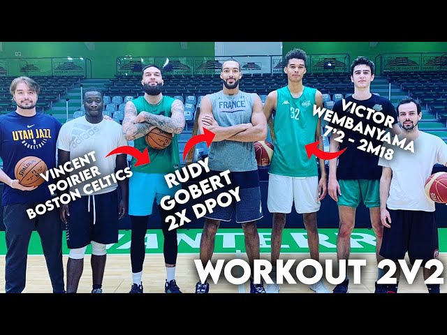 Rudy Gobert and Vincent Poirier practicing with Victor Wembanaya and Maxime  Raynaud - Eurohoops
