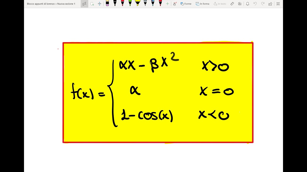 Analisi I - Funzione definita per casi: derivabilità e parametri - Esercizio svolto n°2