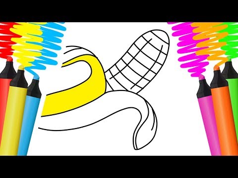 COMO DESENHAR E COLORIR BANANA E PORCO? PINTAR E APRENDER PARA CRIANÇAS