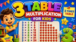 3 Times Table for Kids Learn Multiplication Table of 3 3D Animation Fun Math Song