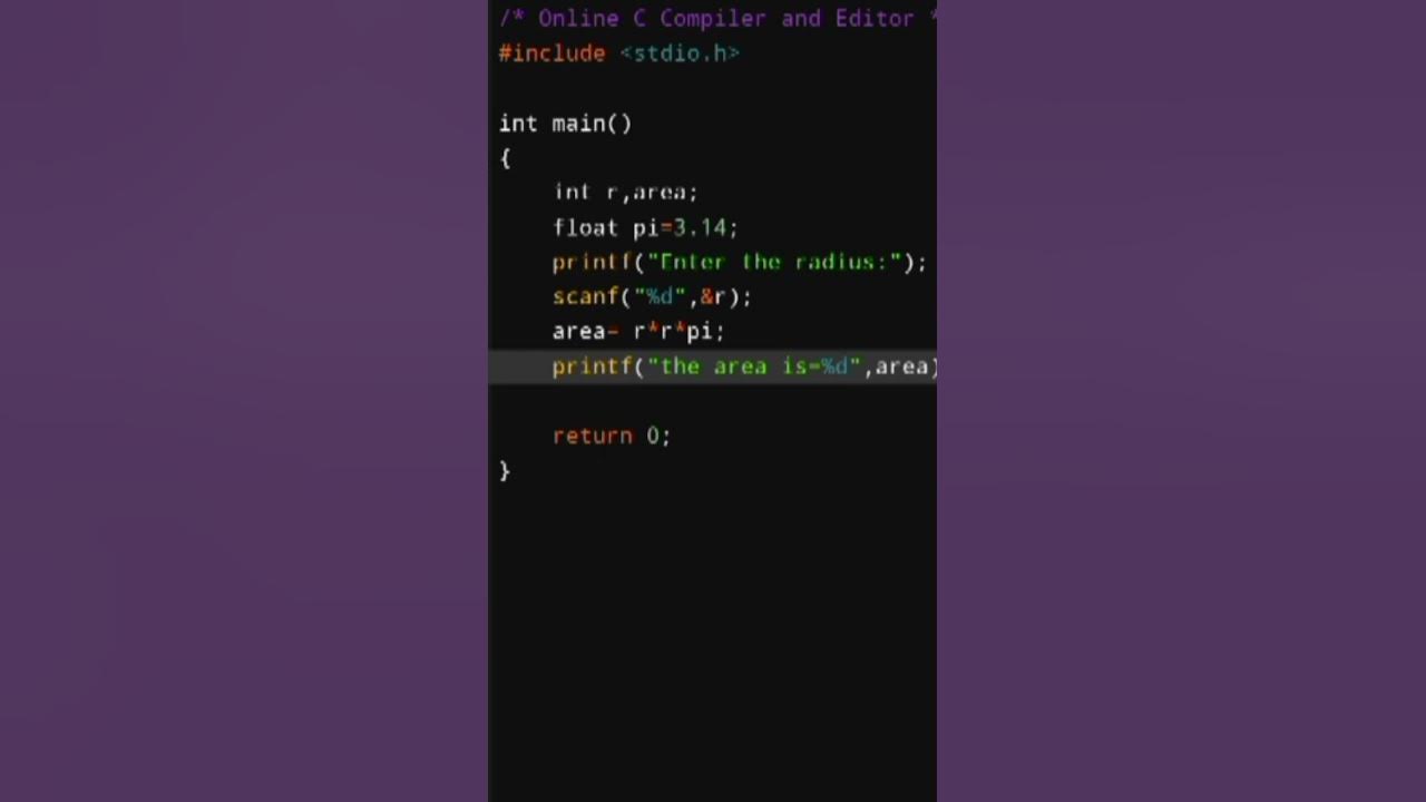 BCA ll C programming language ll Find Area of circle ll#viral #ccsu # ...