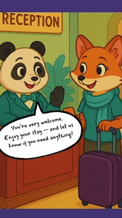 Situational English|Hotel Reception | Ruby & Luna(Animal Characters) #speakwithshyla #learnenglish