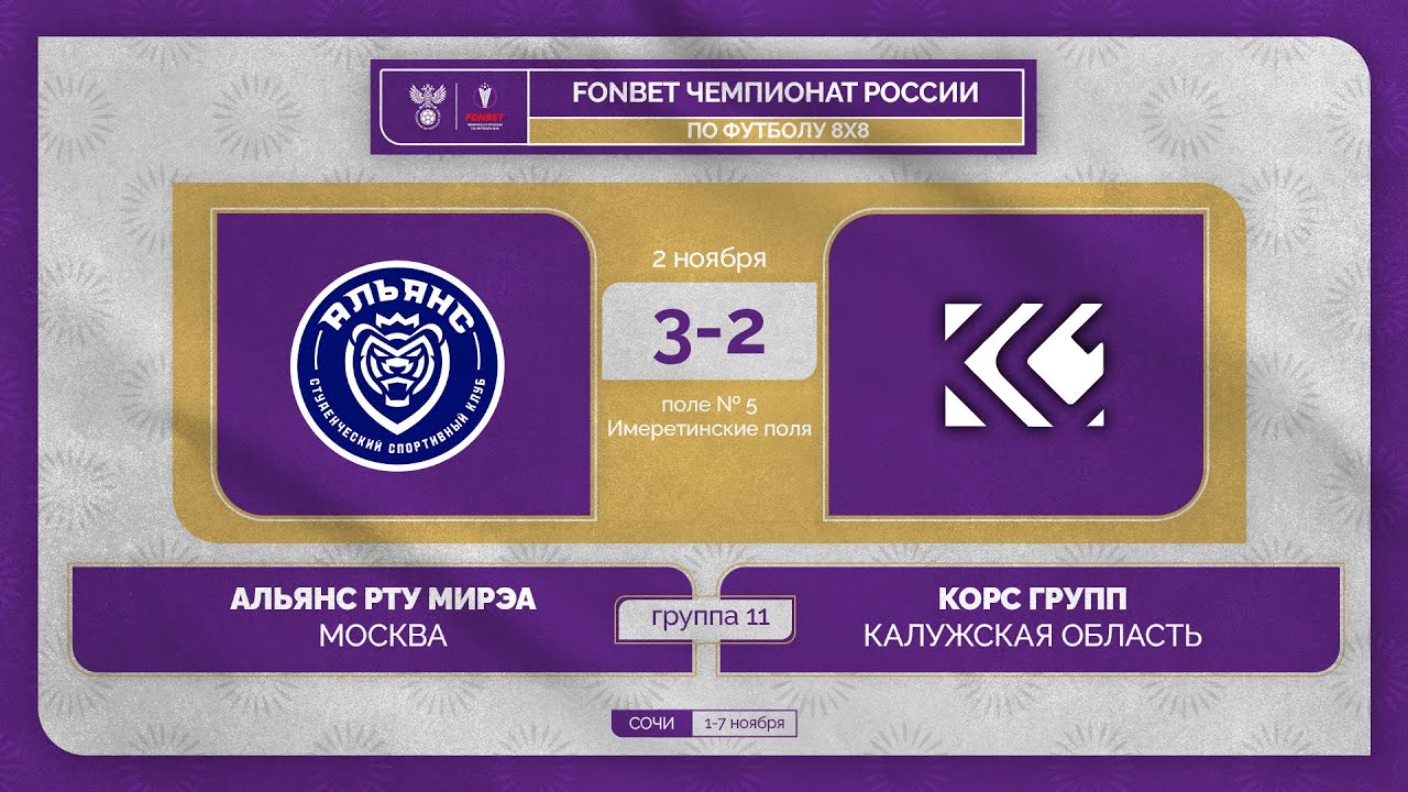 02.11.23 | Альянс РТУ Мирэа - Корс групп | 1 тур | FONBET ЧР 8x8. Обзор ...