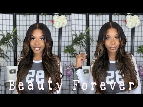 Beginner Friendly Wig |Chestnut Brown Ombre Yaki Straight Wig 7x5 Closure Wig BeautyForever