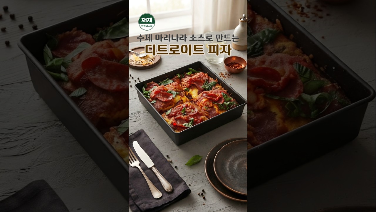 바닥은 바삭, 속은 퐁신! 디트로이트 피자 만들기 레시피 숏폼 썸네일