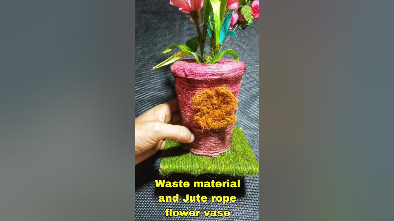 How to make waste material and jute rope flower vase ️‍🔥 Amazing Craft