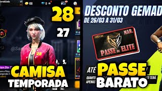 PASSE DE ELITE BARATO AMANHÃ! CAMISAS DO MESTRE TEMPORADA 27 E 28 RANQUEADO FREE FIRE