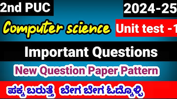 2nd PUC Computer science unit test-1 Important Questions 2025