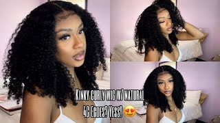 Natural kinky curly lace frontal wig with 4C edges BeautyForever Hair