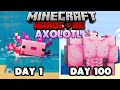 I Survived 100 days As An AXOLOTL in 1.17 Hardcore Minecraft...