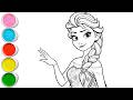 Cute Elsa Frozen Drawing for kids, Painting & Coloring for kids, Toddlers | Let's Draw Together