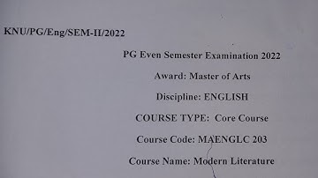 KNU English MA / Modern Literature / Question Paper 2022 / 2nd Sem
