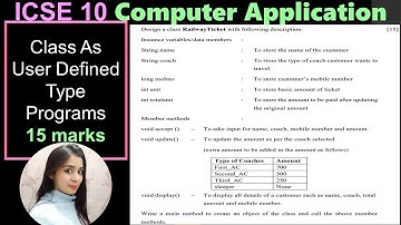 Railway Ticket A Java Program | ICSE 10 Computer Applications Question Paper 2018 Solved | 15 Marks