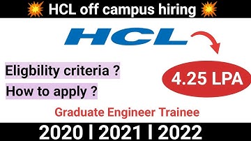 HCL Recruitment off campus drive l Salary :4.5 LPA I 2022,2021,2020 batch can apply