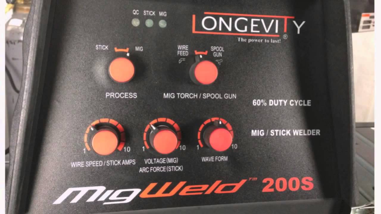 LONGEVITY 200S MIGWELD 200 AMP CON UN CICLO DE TRABAJO DE 60%. SOLDADOR DE MIG Y ARCO.