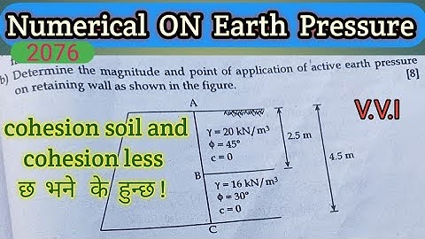 Numerical on Earth Pressure and Point of Application#cohesionsoil#soilmechanics #civil#earth#pressur