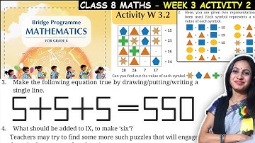 Class 8 Maths Bridge Program Course | Activity W 3.2 for Week 3 | 8th Class Maths New NCERT Book