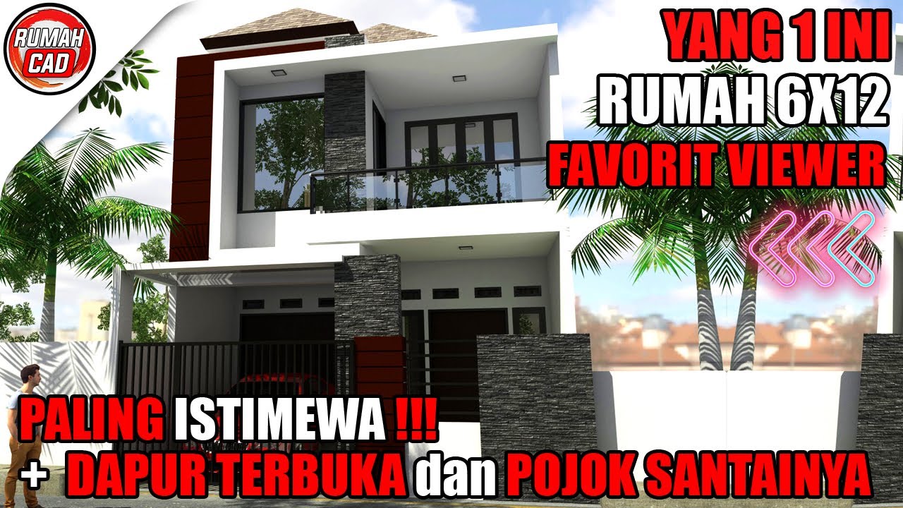 Rencana Desain Rumah 6X12 M Rumah Minimalis 2 Lantai Dengan Dapur Terbuka YouTube