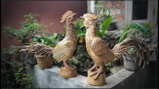 Proses Pembuatan ( Ayam Pelung ) Dari bongol / Akar bambu | kerajinan tangan | karya seni bambu